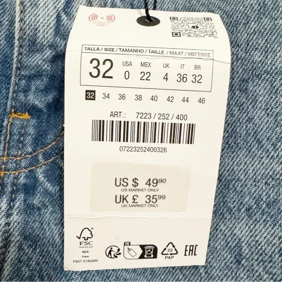 Zara The Ripped High Waist Mom Jeans NWT 0 - Picture 5 of 12